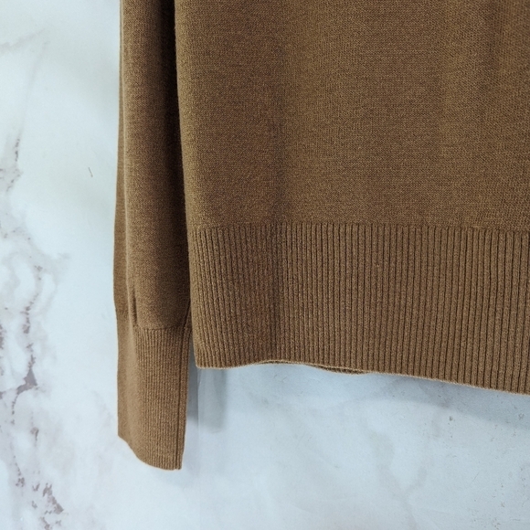Everlane Sweater Women Brown The Luxe Merino Half Zip Camel Tawny Tan Yak - Picture 10 of 16